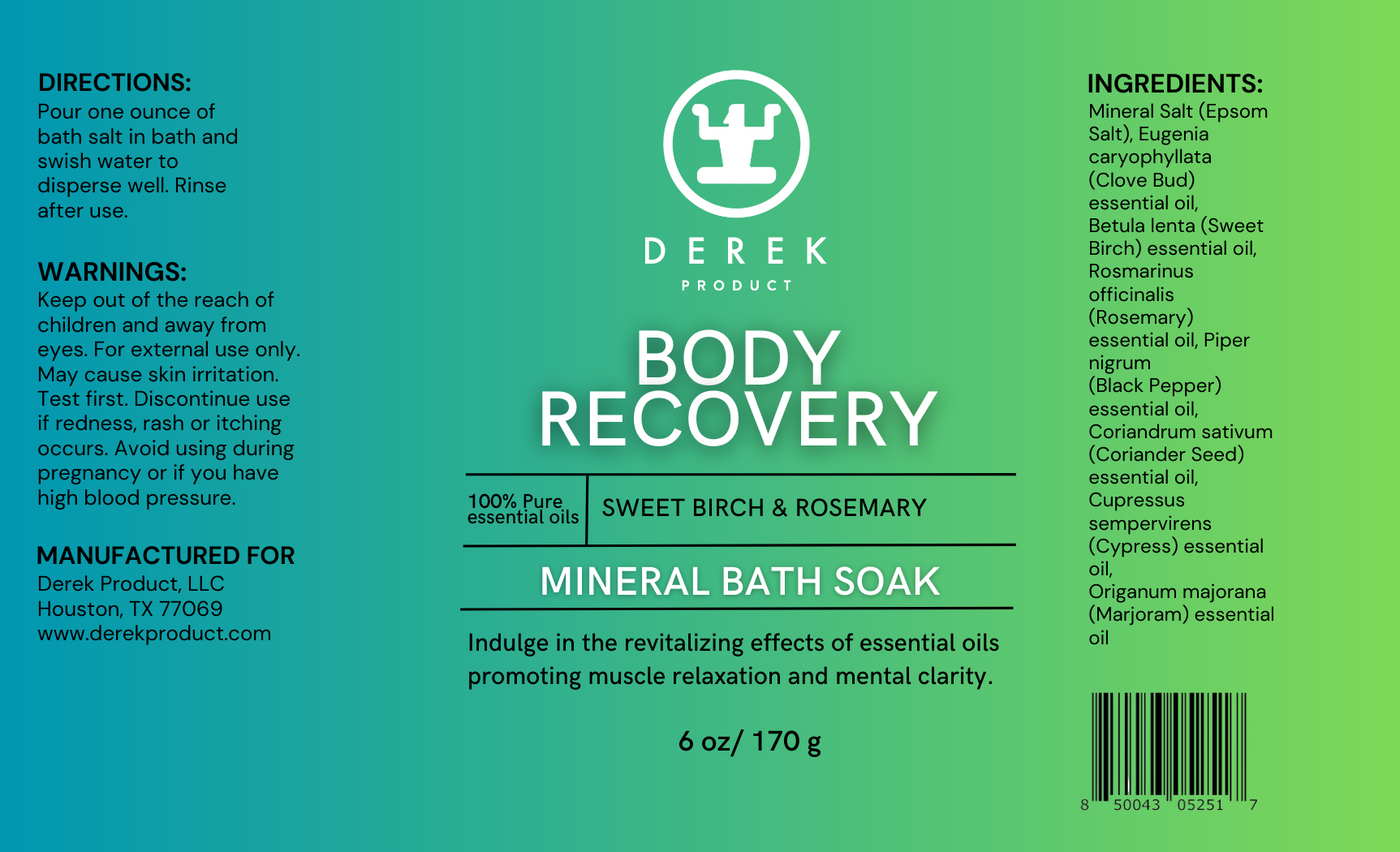 Derek Product Mineral Bath Salts Soothing Body Recovery Bath Blend, 6oz - DerekProduct